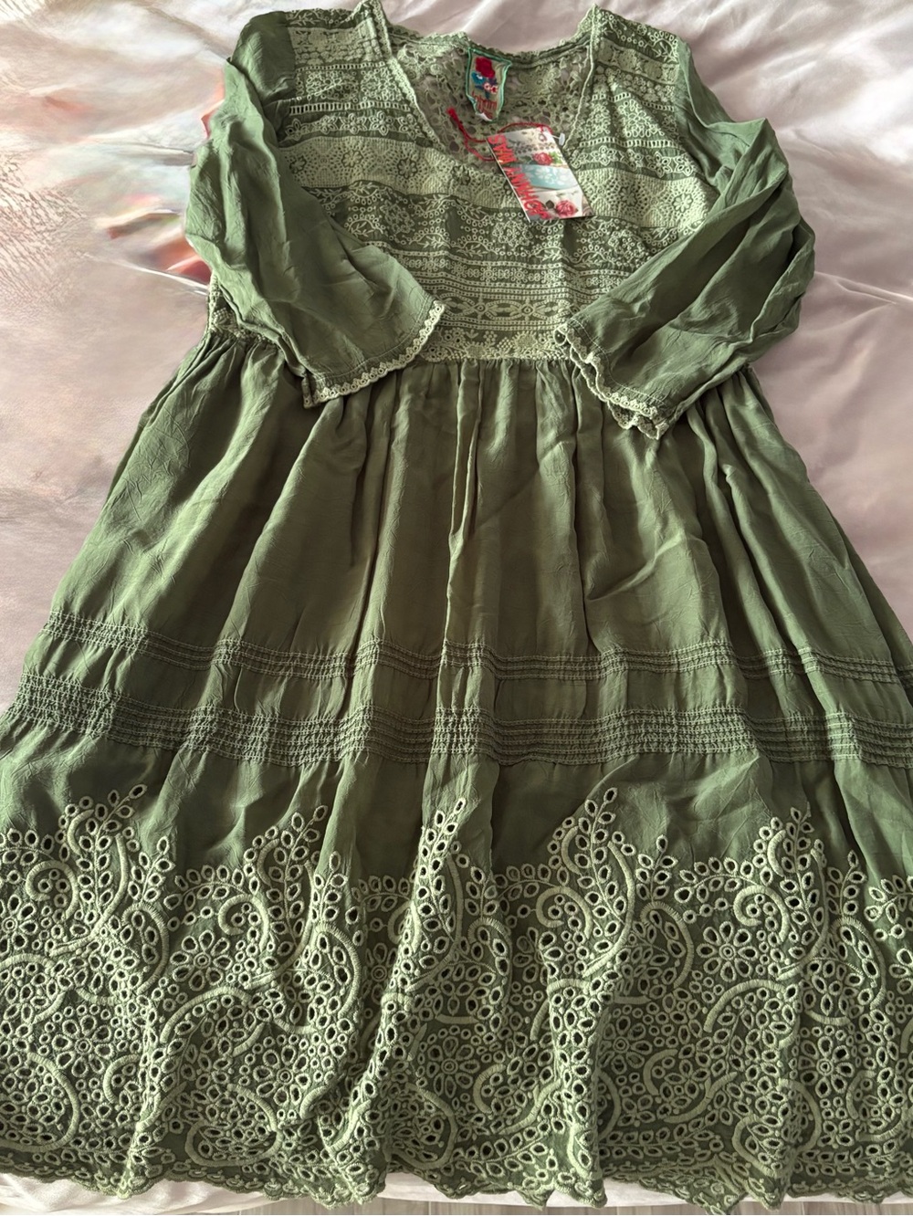 NWT Johnny Was Olive Embroidered Scoop-Neck Women's Dress